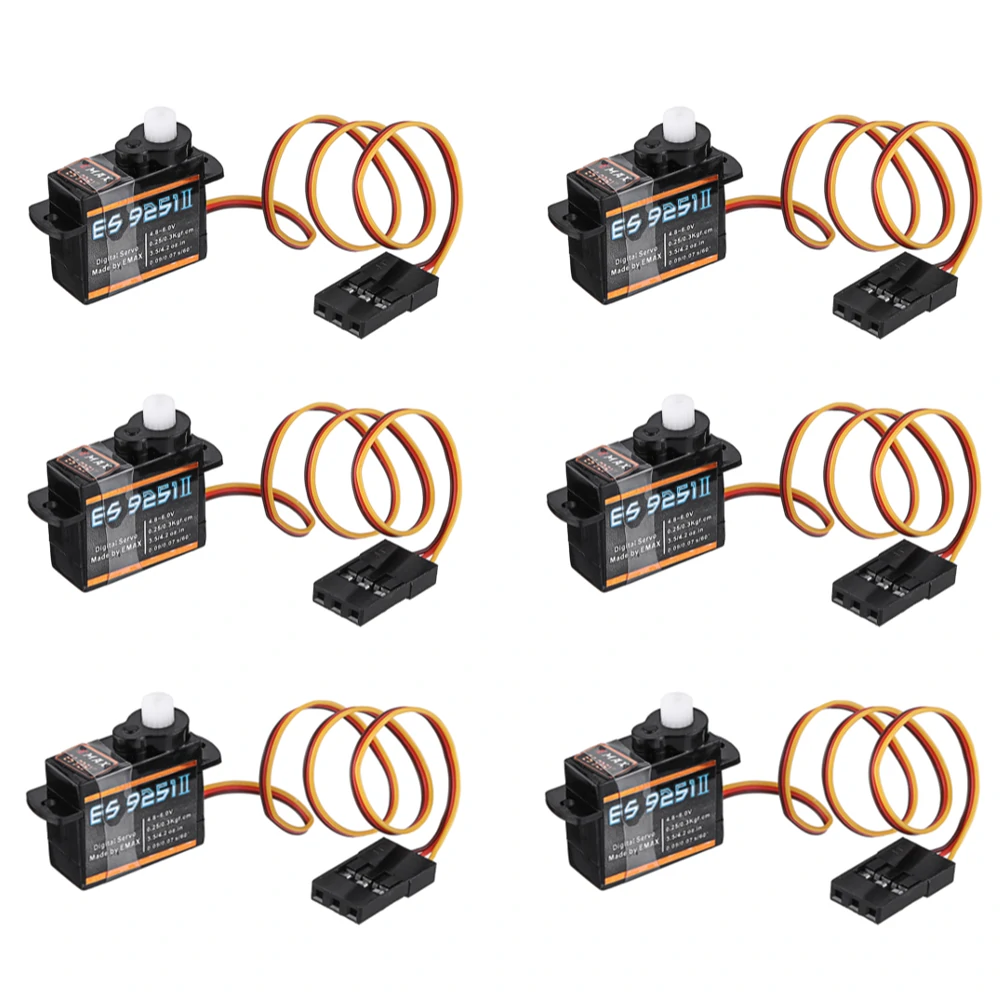 6PCS Emax ES9251 Ⅱ Upgrade Version 3g Micro-Digitalservo mit Kunststoffzahnrädern für RC Modell