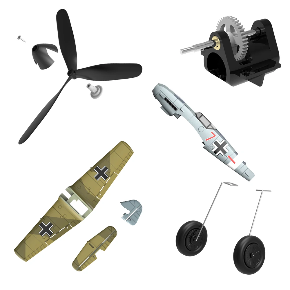 Original Eachine BF109 400mm Mini RC Flugzeug Ersatzteile: Propeller, Empfänger, Fahrwerk, Getriebe, Rumpf, Hauptflügel, Stange