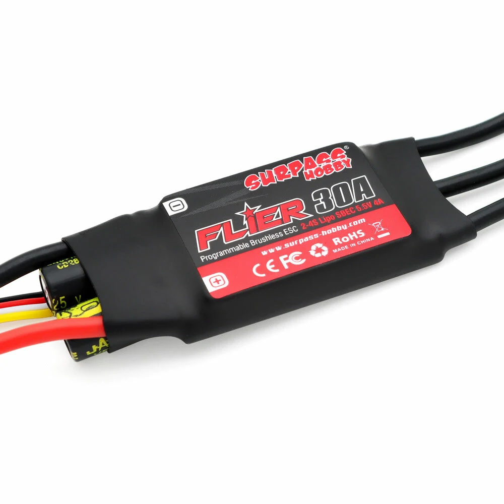 SURPASS-HOBBY FLIER Serie NEUER 32-Bit 30A Brushless ESC mit 5,5V/4A BEC Unterstützung für Programmierung von RC-Flugzeugen