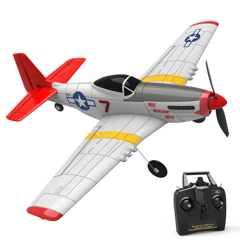 Eachine Mini Mustang P-51D V2 761-5 EPP Spannweite 400mm 2.4G 6-Achsen-Gyro RC Flugzeug Trainer mit Festem Flügel BNF/RTF One Key Return Kompatibel mit DSM S-BUS Protokoll für Anfänger