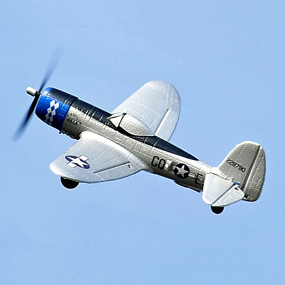 TOP RC HOBBY 402mm Mini P47 2.4G 4CH 6-Achsen Gyro One Key Kunstflug U-Turn EPP Warbird RC Flugzeug RTF für Anfänger Kompatibler OpenTX-Sender