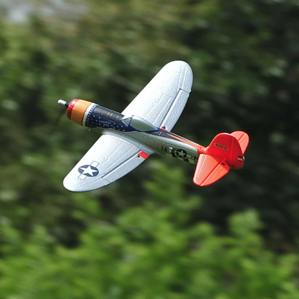 TOP RC HOBBY 402mm Mini P47 2.4G 4CH 6-Achsen Gyro One Key Kunstflug U-Turn EPP Warbird RC Flugzeug RTF für Anfänger Kompatibler OpenTX-Sender