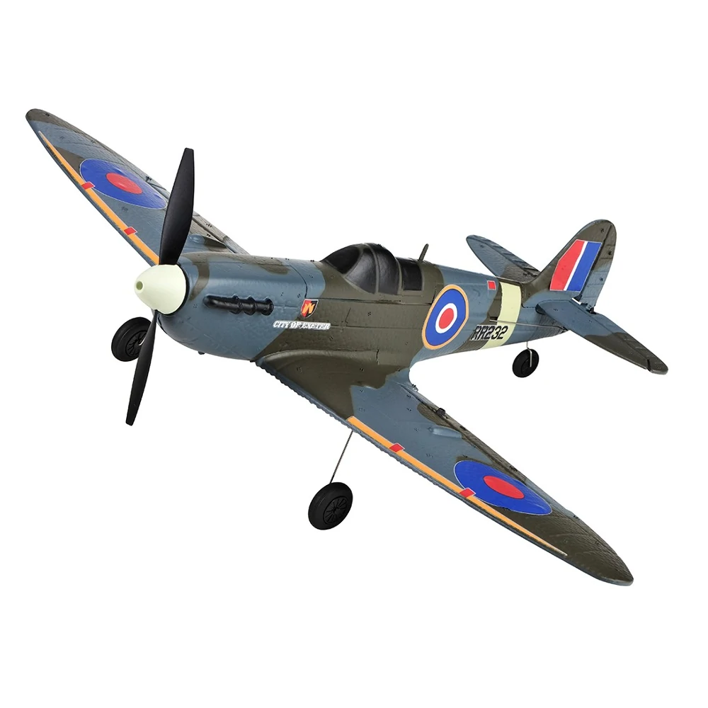 TOP RC HOBBY Mini Spitfire mit 450mm Spannweite, 2,4 GHz Frequenz, 4 Kanälen, EPP Material, 6-Achsen-Gyro, Ein-Tasten-Umlenkung, akrobatisches Kriegsflugzeug im Maßstab, flugbereit (RTF) für Anfänger