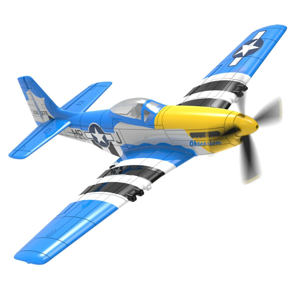 VolantexRC Mini Mustang P-51D V2 EPP Spannweite 400mm 2.4G 4CH 6-Achsen-Gyro One Key Aerobatics XPilot Stabilisierungssystem RC Flugzeug Trainer RTF Kompatibel mit DSM S-BUS Protokoll für Anfänger