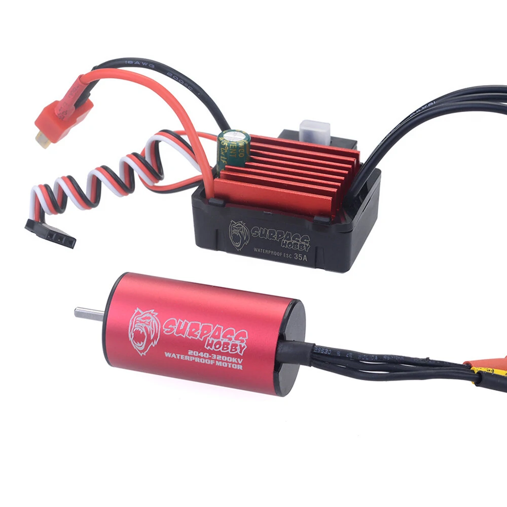 Surpass Hobby Diamond Seriers Wasserdichter 2040 3200KV Brushless Motor mit 35A ESC für 1/16 1/18 RC Fahrzeuge