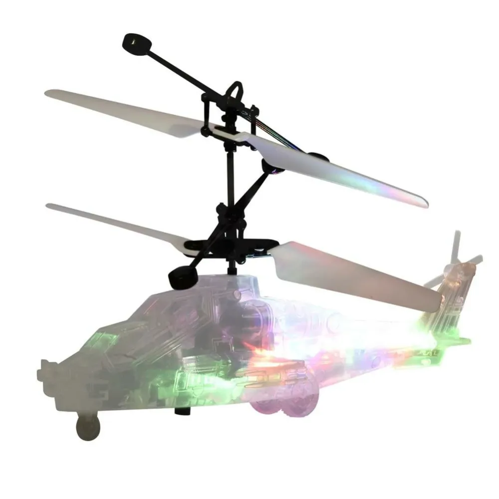 Durch Gestenerkennung gesteuertes schwebendes LED-Licht-Höhenhalte transparenter RC-Helikopter für Kinder