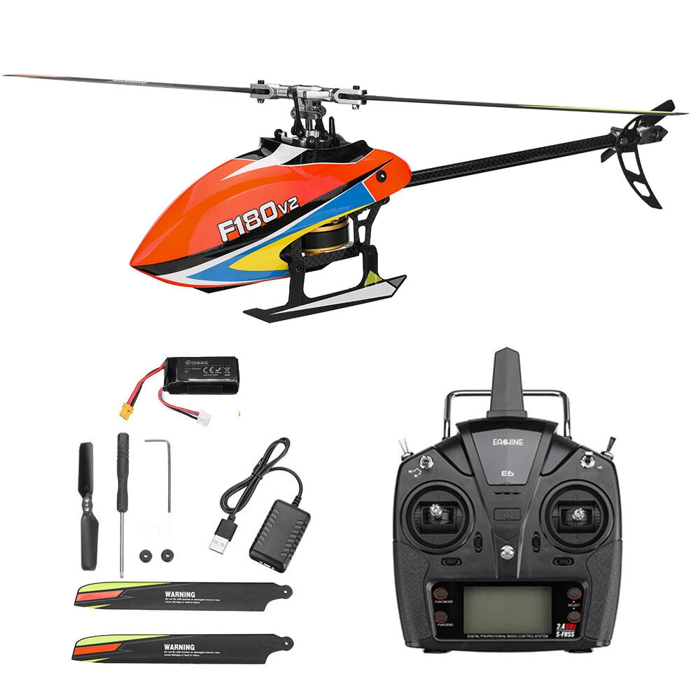 Eachine & YXZNRC F180 V2 6CH 3D6G System Dual Brushless Direktantriebsmotor Flybarless RC Hubschrauber RTF Kompatibel mit FUTABA S-FHSS