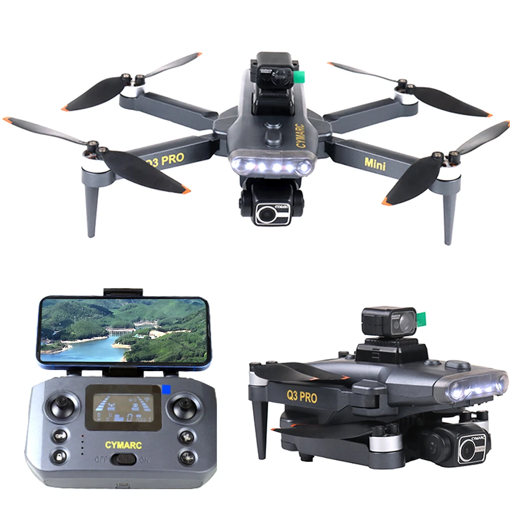 CYMARC Q3 PRO Mini GPS 5G WIFI 1KM FPV mit 4K-Kamera,3-Achsen-EIS-Gimbal,360° Hindernisvermeidung,optische Positionsbestimmung,bürstenloser faltbarer RC-Drohne Quadcopter RTF