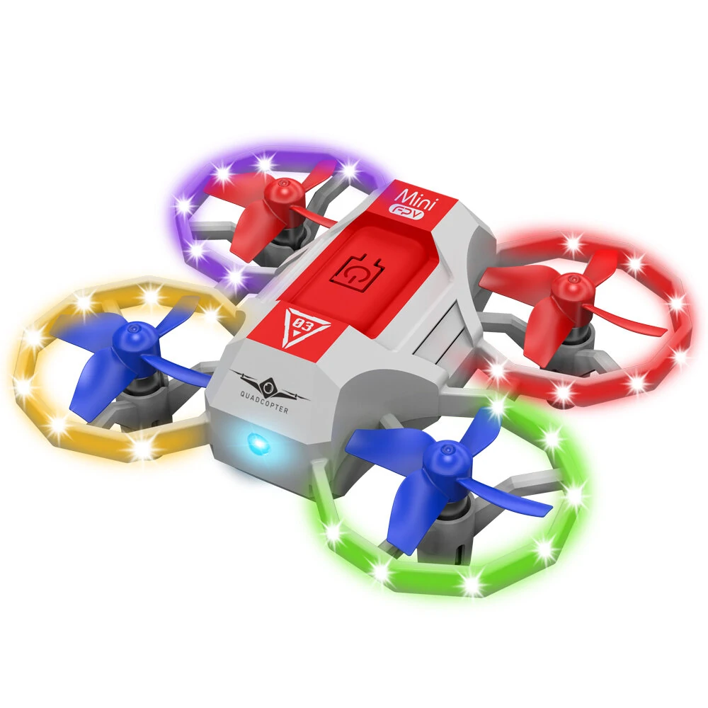 KFPLAN KF601 Mini-Drone mit Sprachsteuerung im Beleuchtungsmodus, Höhenhaltung und Schwebe, Geschenk für Kinder 2.4G LED RC Drone Quadcopter RTF