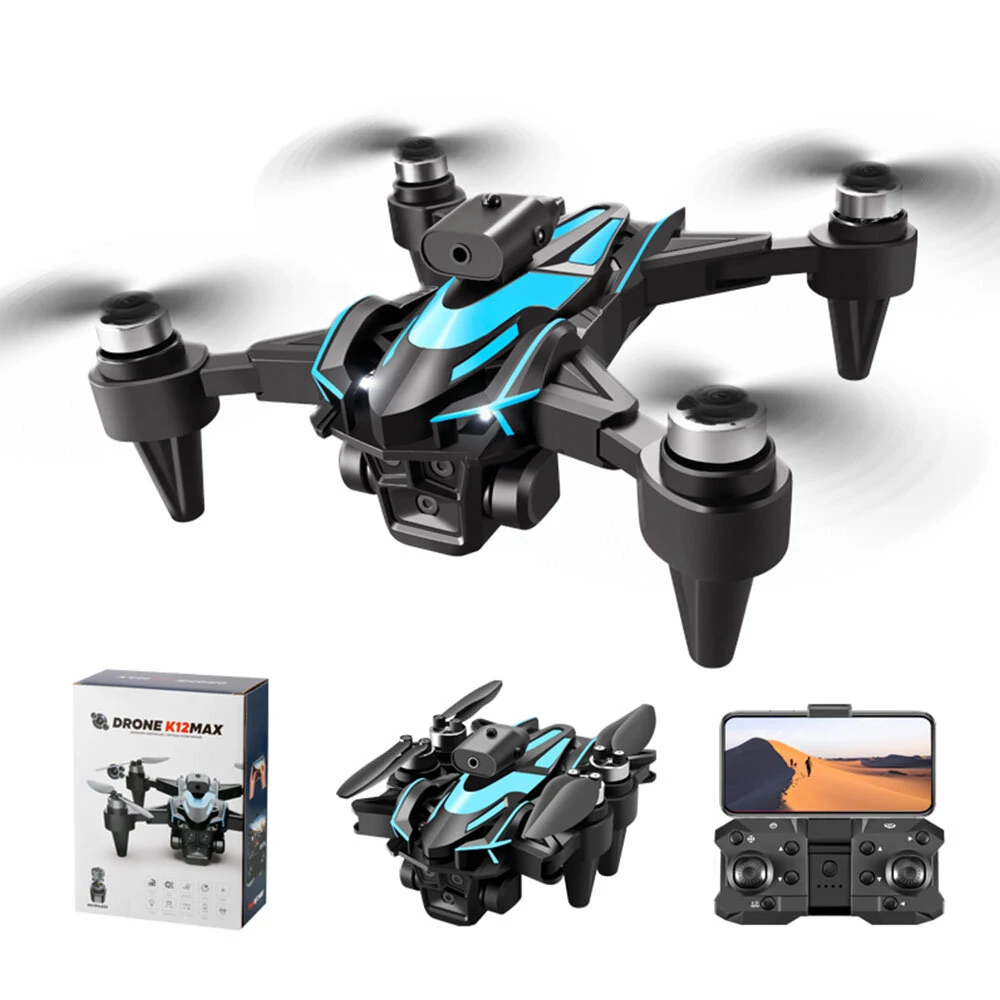 XKJ K12 MAX Drei Kameras WiFi FPV mit Elektrischer HD 3 Linse 360° Hindernisvermeidung Optischer Fluss Positionierung Bürstenloser Faltbarer RC Drone Quadcopter RTF