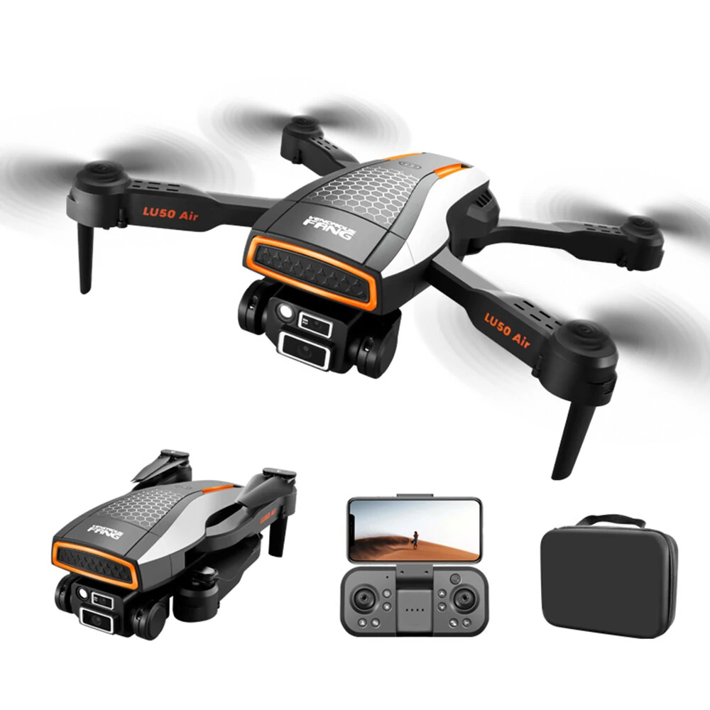 XLURC LC50 WiFi FPV mit ESC einstellbarer HD-Dualkamera 360° Hindernisvermeidung Optisches Fluss-Positionierung Highlight-LED-Licht Faltbarer RC-Drohne Quadcopter RTF