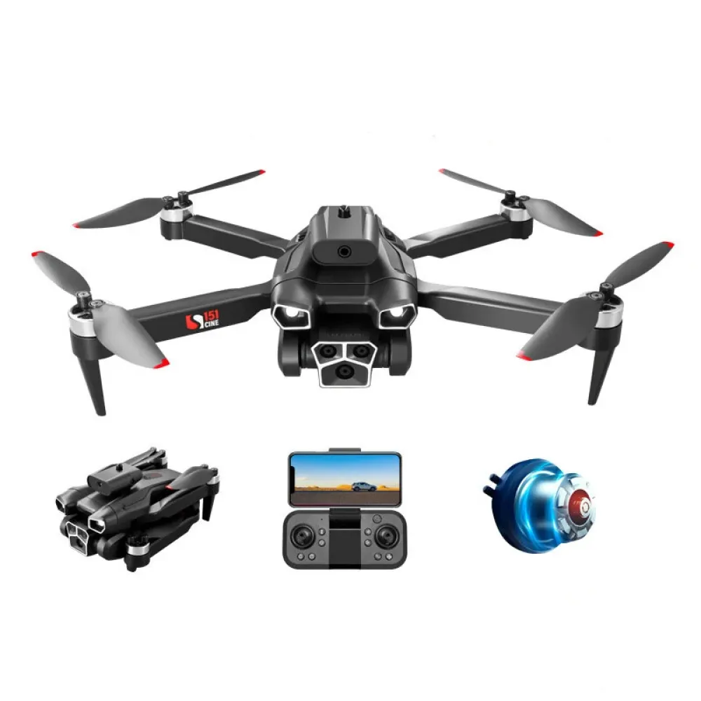 YLR/C S151 Drei Kamera Vertikale Schießen Elektrische Einstellung WiFi FPV mit HD Linse 360 ° Infrarot Hindernisvermeidung Optical Flow Positionierung Brushless Faltbare RC Drone Quadcopter RTF