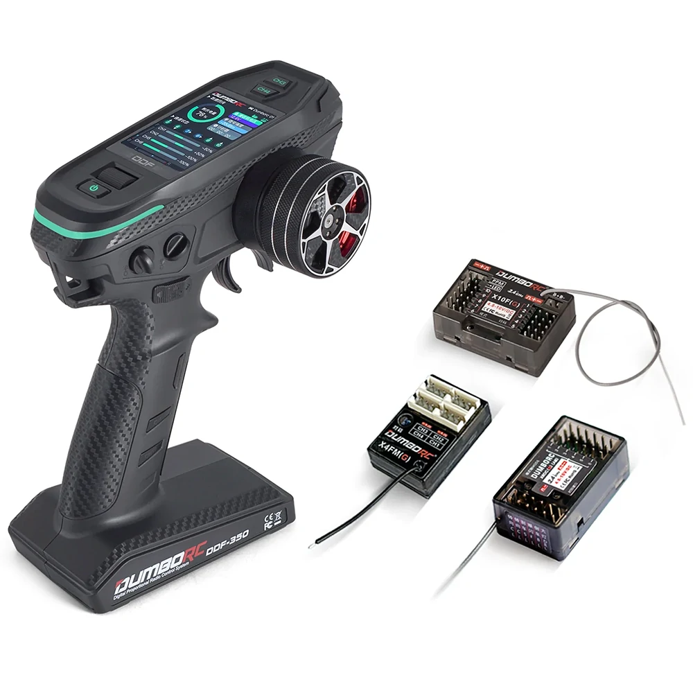 DumboRC DDF-350 2.4 GHz Digitaler Funktransmitter mit 10CH HD LCD-Bildschirm und X10F / X10FG / X4FM / X4FMG / X6DC / X6DCG-Empfänger für RC-Flugzeug, Auto, Boot, Panzer