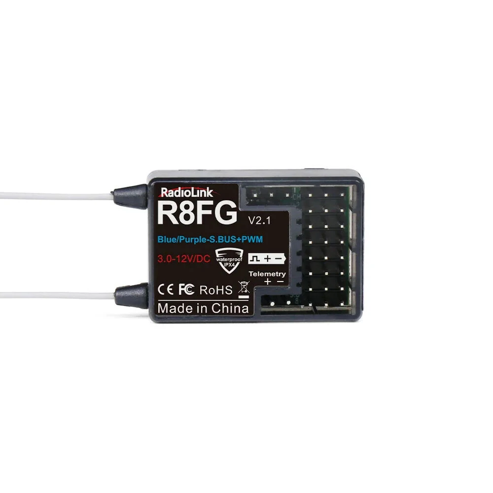 Radiolink R8FG V2.1 2.4GHz 8CH Doppelantenne Eingebauter Gyro Langstrecken-RX-RC-Empfänger für RC-Auto-Boot RC8X RC6GS RC4GS T8S T8FB Sender