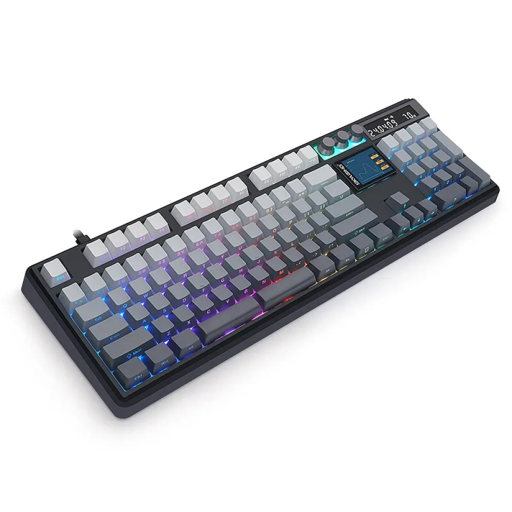 SKYLOONG GK104 Pro Tri-Mode-Mechanische Tastatur mit Dual-Screen-Display, 3 Knöpfen für den Hot-Swap, RGB-Dichtungsstruktur, KTT-Schalter, drahtloser Gaming-Tastatur 2,4G/Bluetooth 5.1/Verkabelte Gaming-Tastatur