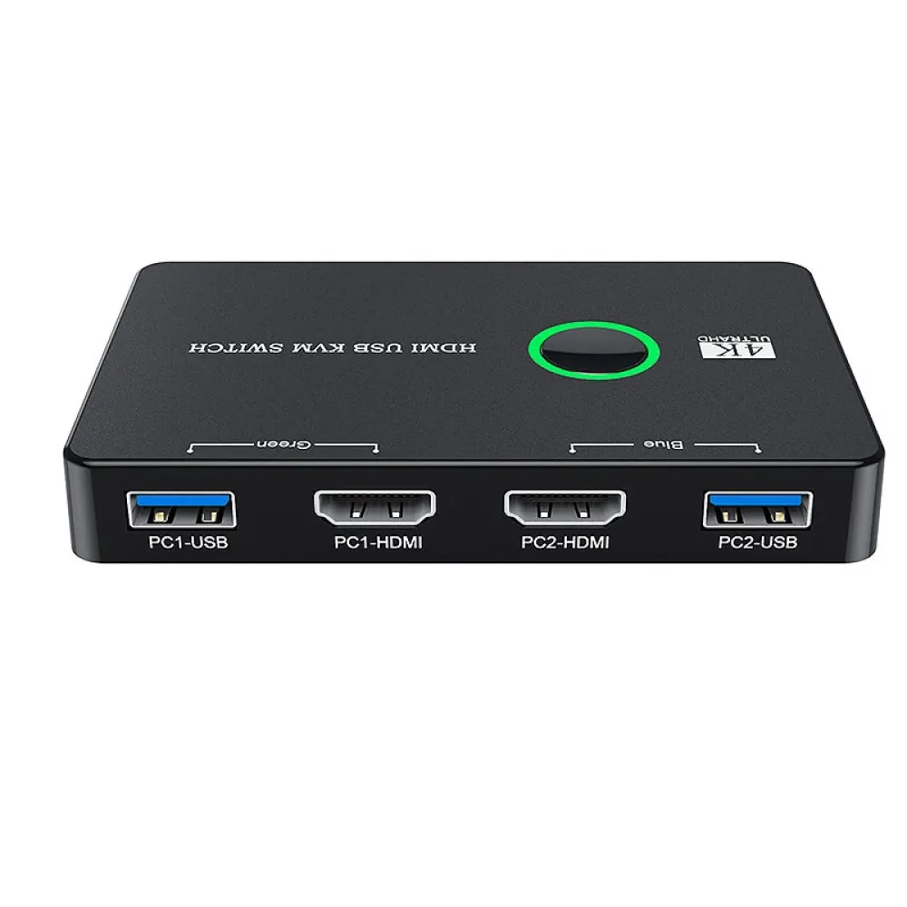 USB KVM-Switch HDMI 2-Port-Box USB- und HDMI-kompatibler Schalter für 2 Computer, gemeinsame Nutzung von Tastatur, Maus, Drucker und einem HD-Monitor, USB-Switch-Splitter unterstützt 4K@60Hz