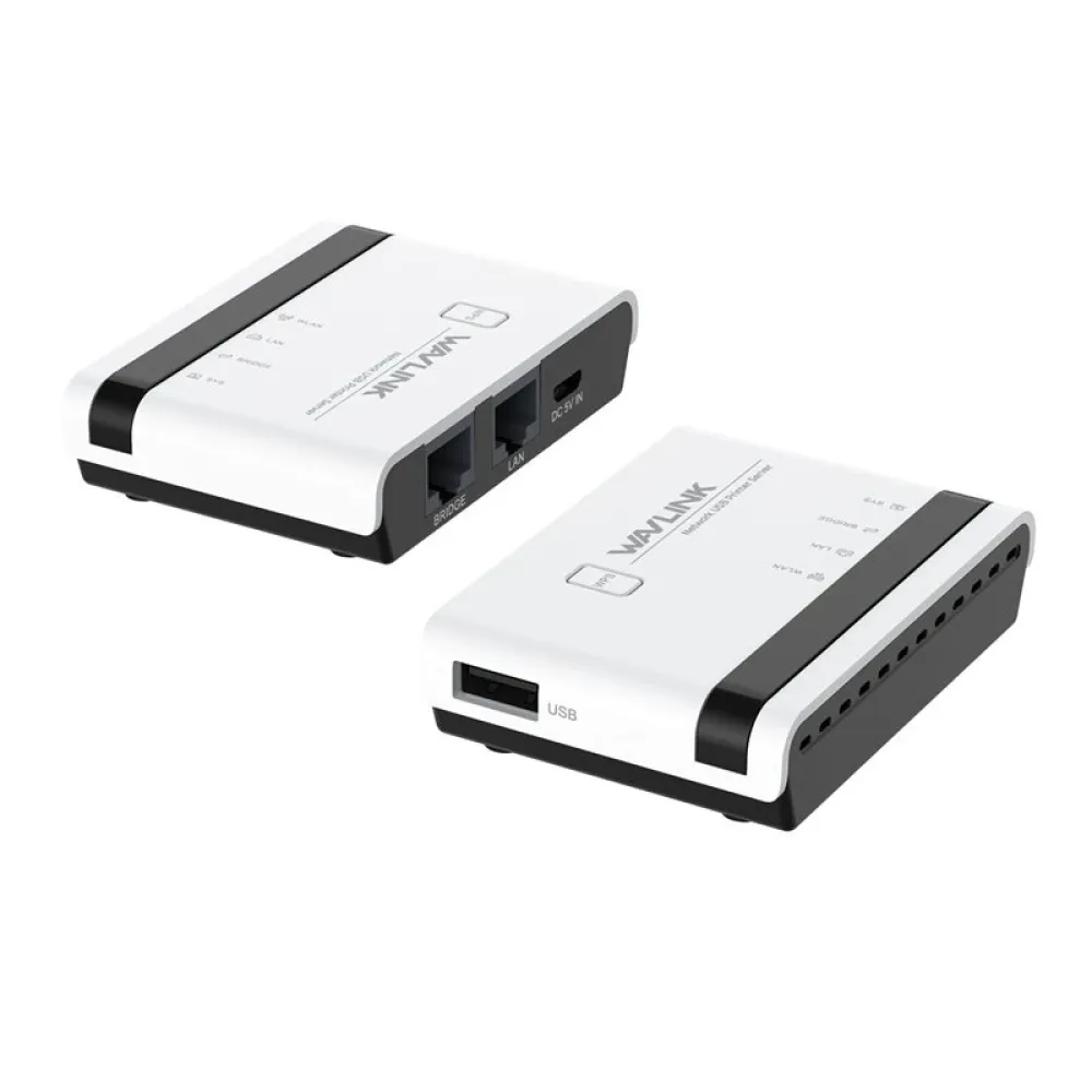 Wavlink USB2.0 drahtloser Druckerserver mit 10/100Mbps LAN/Bridge WiFi Unterstützung,drahtgebundene/drahtlose/Standalone-Modi für Windows/Mac