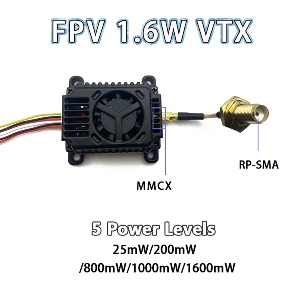 58G-25mW200mW800mW1000mW1600mW--5-Leistungsstufen-Hochleistungs-VTX-Kamera-mit-Luumlfter-MMCX-RP-SMA-2023475-5