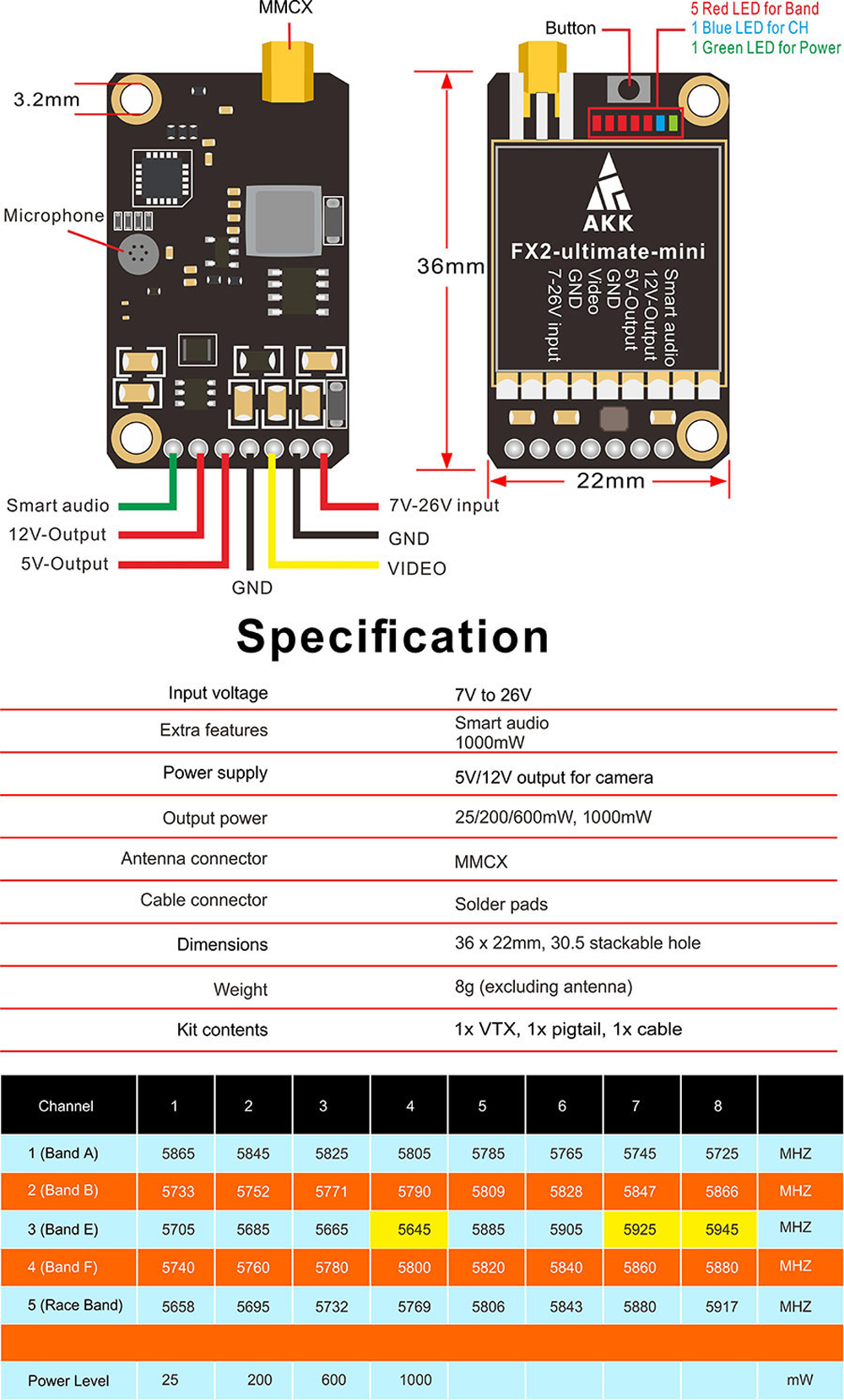 AKK-FX2-Ultimate-Mini-Internationaler-58GHz-40CH-25mW200mW600mW1200mW-Umschaltbarer-FPV-Sender-1382127-5