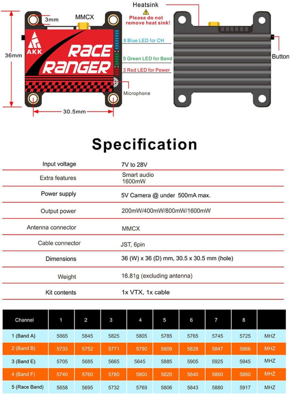 AKK-Race-Ranger-Smart-Audio-200mW--400mW--800mW--1600mW-Schaltbarer-FPV-Sender-mit-integriertem-Mikr-1997357-2