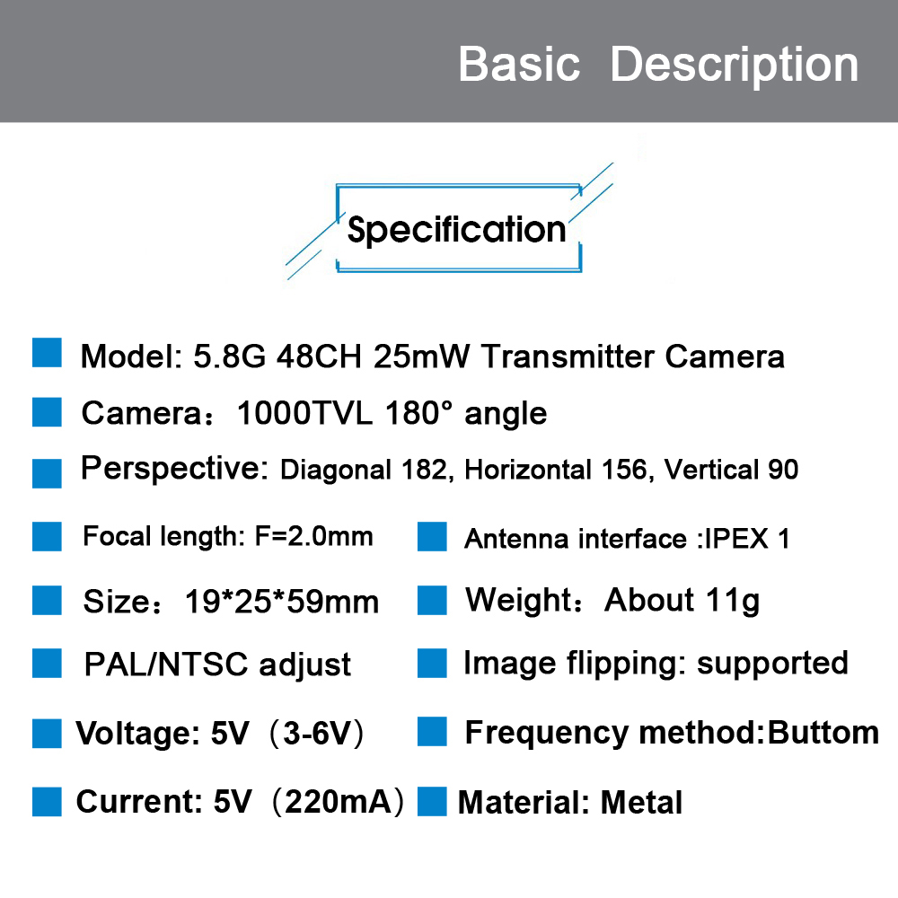 EWRF-58GHz-48CH-25mW-FPV-Sender-VTX-CAM-mit-1000TVL-180-Grad-AIO-Kamera-fuumlr-RC-Indoor-Autorennen--1996988-3