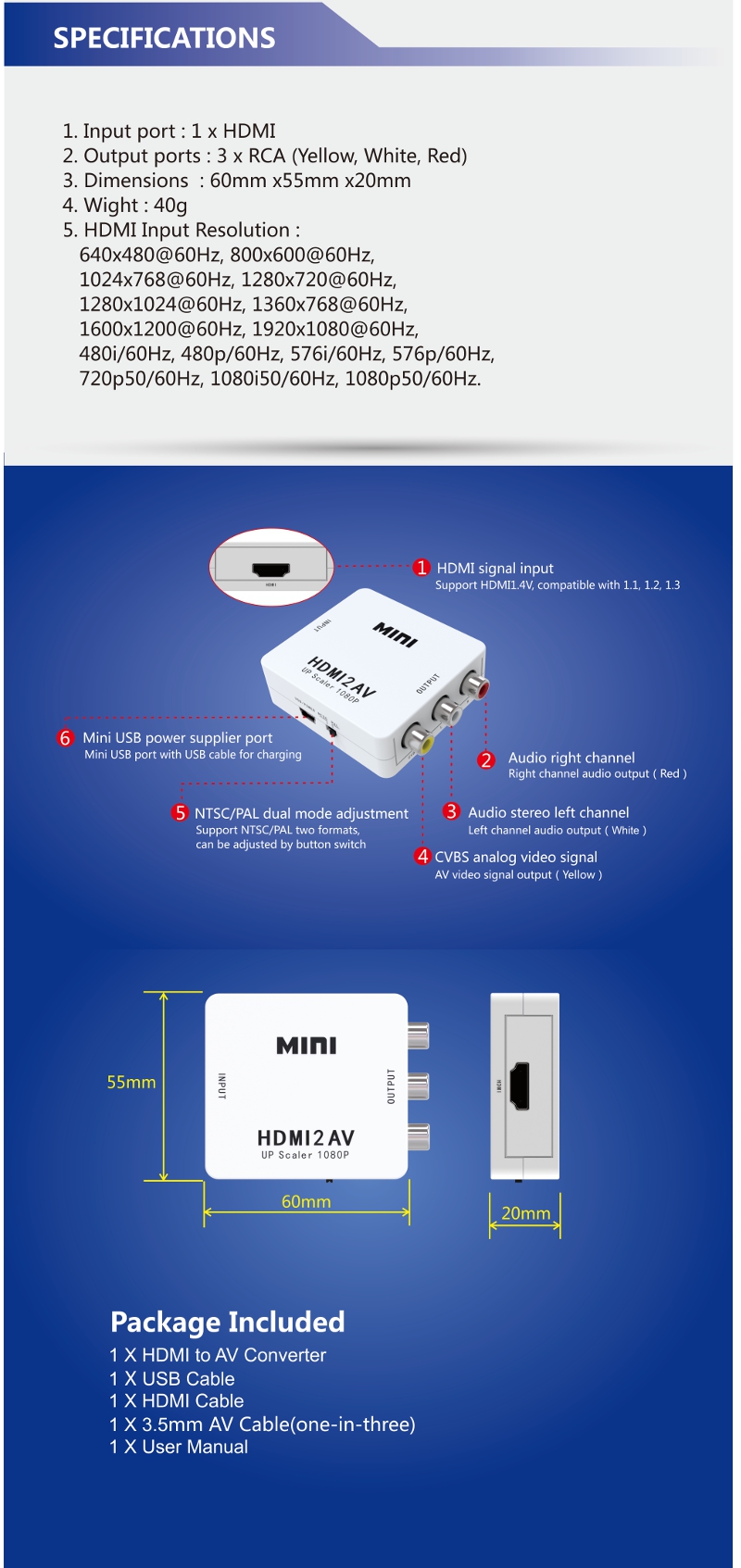 Eachine-EV100-HD-Port-zu-AV-Konvertermodul-fuumlr-FPV-Brillen-Komplettes-Set-mit-Kabel-1235349-4