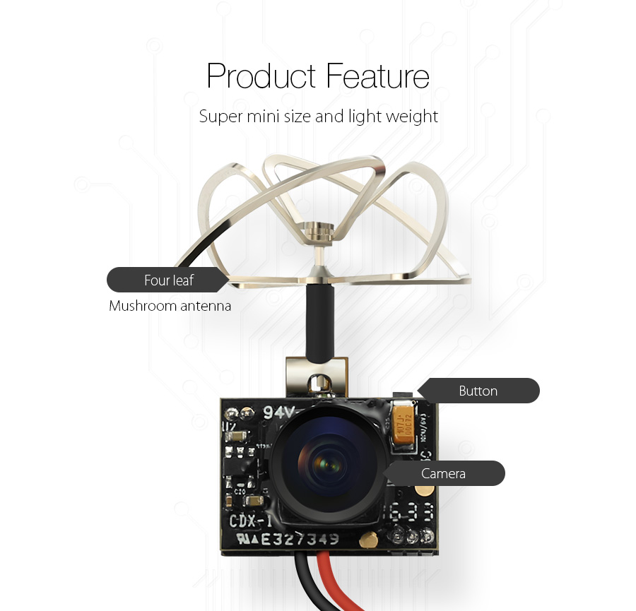 Eachine-TX02-FPV-Sender-NTSC-Super-Mini-AIO-58G-40CH-200mW-VTX-600TVL-14-Cmos-Kamera-fuumlr-RC-Drohn-1088368-2