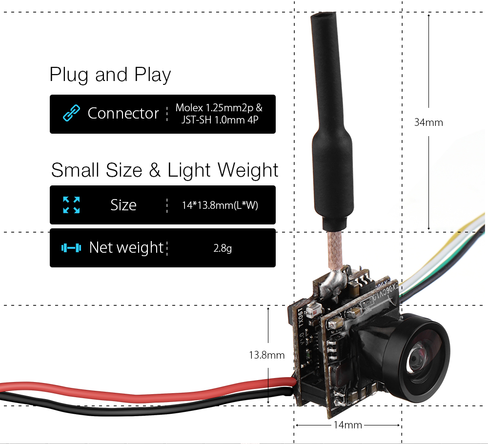 Eachine-TX06-700TVL-FOV-120-Grad-58Ghz-48CH-25mW-Smart-Audio-Mini-FPV-Kamera-mit-Pitmode-AIO-Transmi-1413572-4