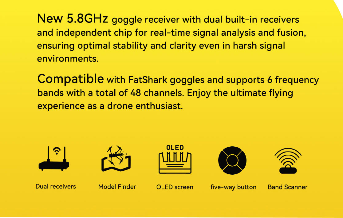 SpeedyBee-58-GHz-48CH-Diversity-Empfaumlngermodul-mit-Finder-fuumlr-Fatshark-DJI-HDZERO-FPV-Brillen-2000002-2