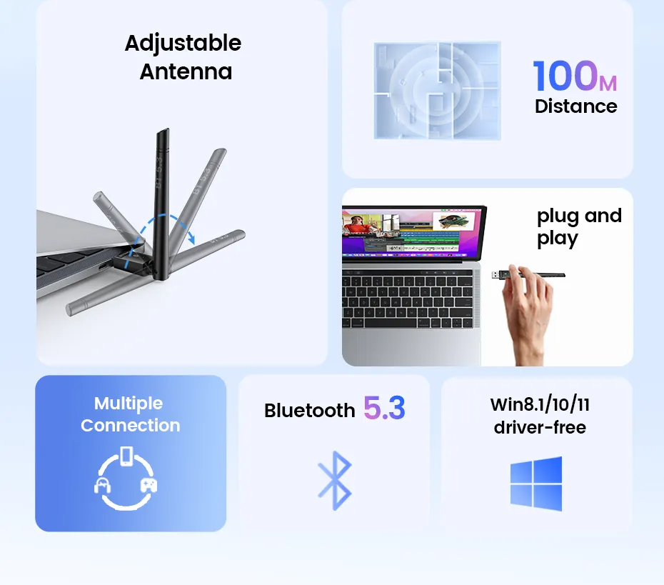 UGREEN-CM656-USB-Bluetooth-53-Adapter-Dongle-Wireless-Maus-Tastatur-Musik-Audio-Empfaumlnger-Transmi-2003493-2