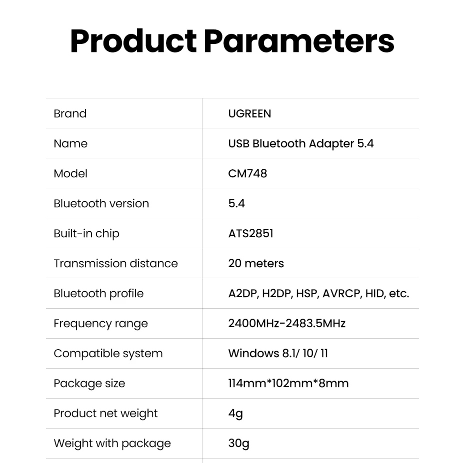 UGreen-CM748-Bluetooth-Adapter-USB-Bluetooth-54-fuumlr-PC-Dongle-Wireless-Maus--und-Tastatur-Audioem-2010344-14