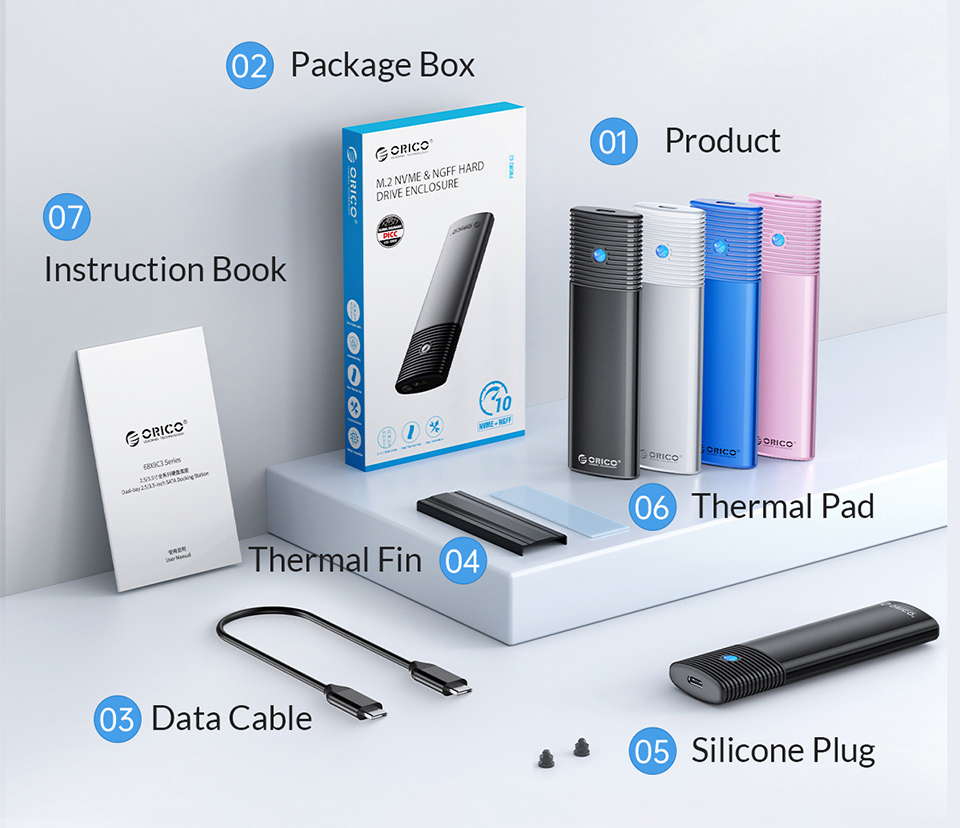ORICO-Dual-Protocols-M2-NVMe-SATA-Gehaumluse-Externer-SSD-Cover-USB-32-Type-C-Festplatte-10Gbps-HD-A-1998684-10